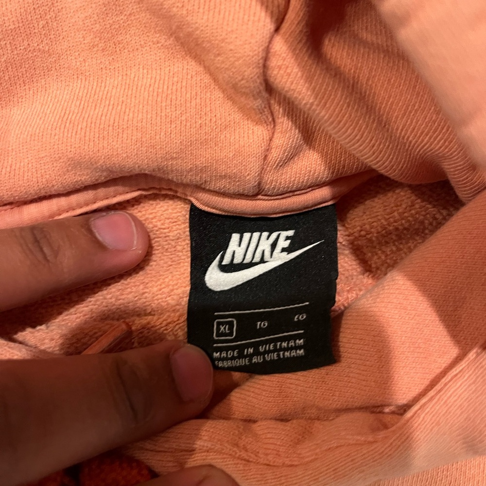 Nike Peach Pink Pullover Hoodie with Orange Drawstring - Picture 2 of 3